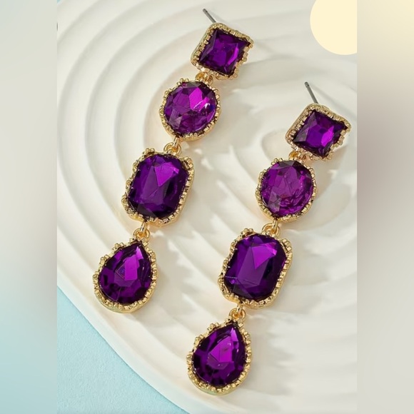 Jewelry - Purple and Gold Drop Earrings